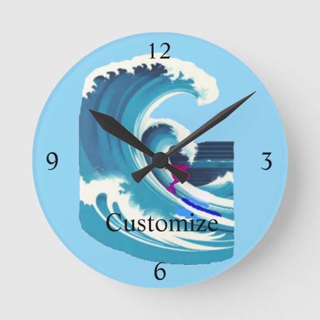 Big Wave Surfer Thunder_Cove Round Clock (Front)