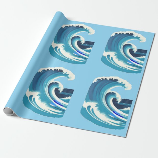 Big Wave Surfer Thunder_Cove Wrapping Paper (Unrolled)