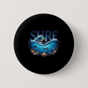 Big Wave Surfing Beach Lover Surfer Graphic Surfbo 2 Inch Round Button