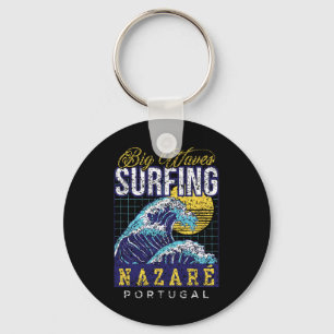 Big Wave Surfing Nazaré Portugal Surfer Surf Keychain