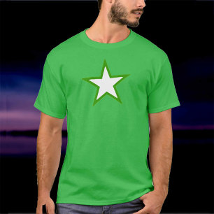 Big White 5-Pointed Star with Green Outline T-Shirt