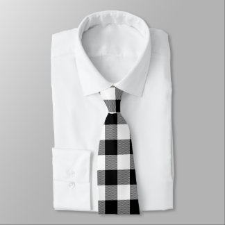 Big White and Black Buffalo Check Tie