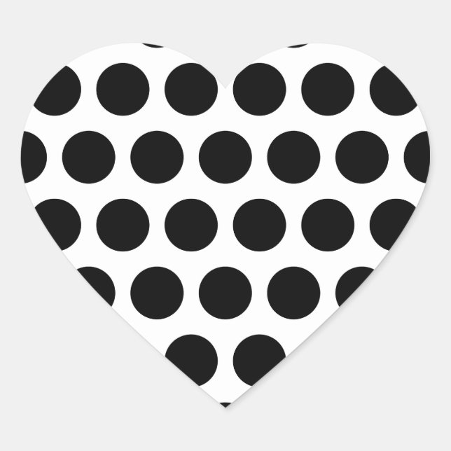 Big White and Black Polka Dots Heart Sticker (Front)