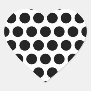 Big White and Black Polka Dots Heart Sticker