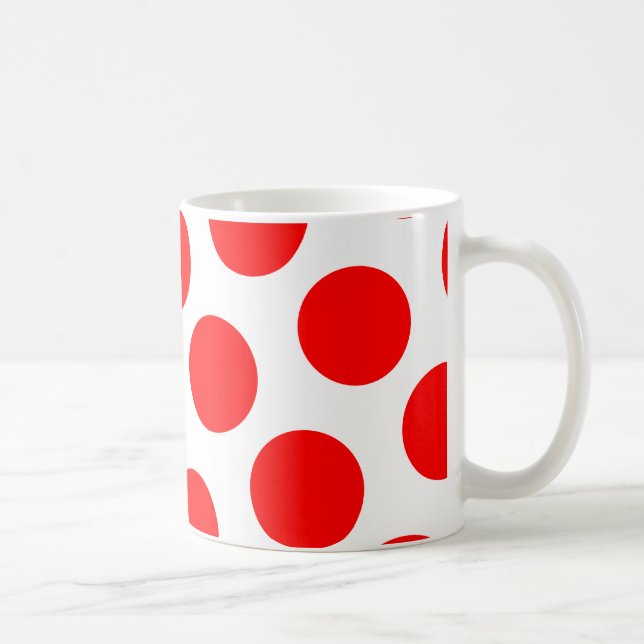 Big White and Red Polka Dots Coffee Mug (Right)