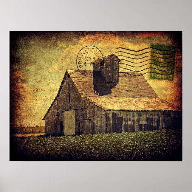Big White Barn Digital Art Poster (Front)