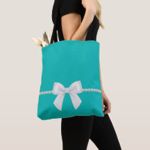 Big White Bow and Pearls Tote Bag | Tiffany-Inspo