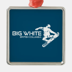 Big White British Columbia Snowboarder Metal Ornament
