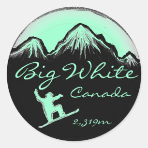 Big White Canada sea green snowboard art stickers