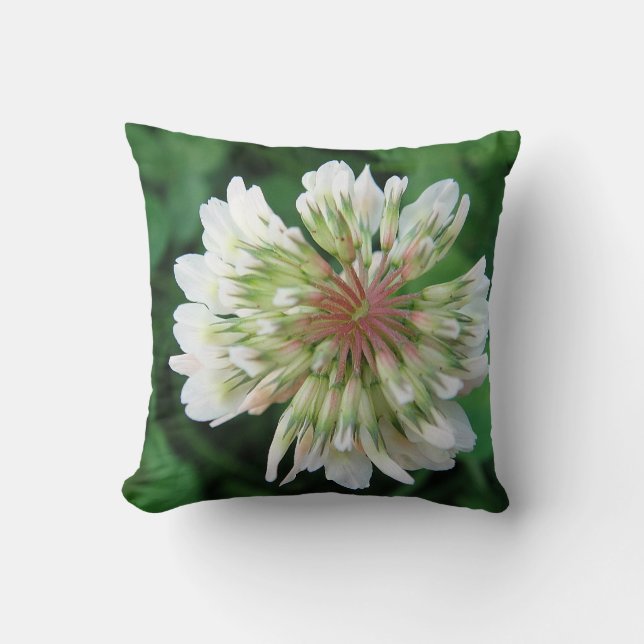 Big white clover blossom throw pillow (Front)