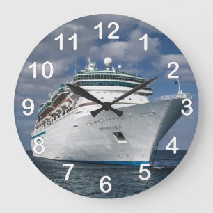 Big White Cruise Ship Large Clock