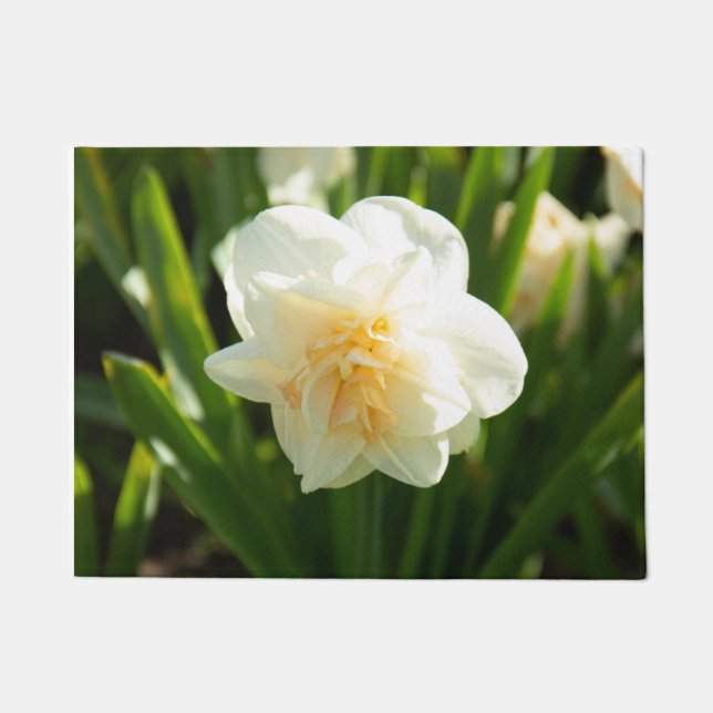 Big white daffodils on a spring day   doormat (Front)