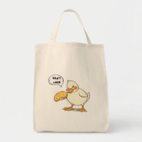 Big White Duckling with Fat Belly Eating Bread 
