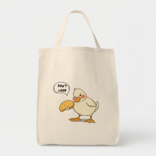 Big White Duckling with Fat Belly Eating Bread  Tote Bag