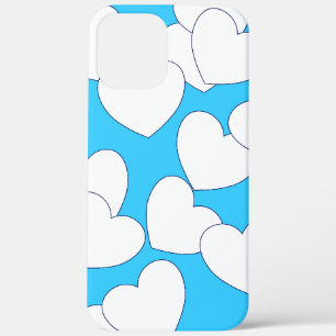 Big White Hearts On Beautiful Light Blue iPhone 12 Pro Max Case