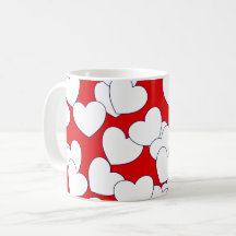 Big White Love Hearts On Red
