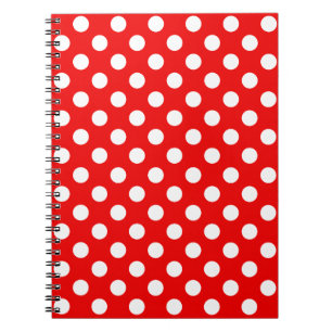Big White Polka Dots On Flashy Red Notebook