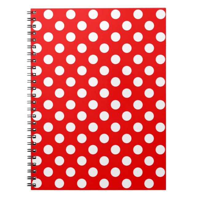 Big White Polka Dots On Flashy Red Notebook (Front)
