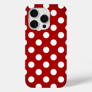 Big White Polka Dots On Lovely Red iPhone 15 Pro Case