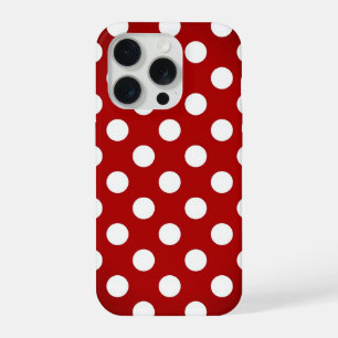 Big White Polka Dots On Lovely Red iPhone 15 Pro Case