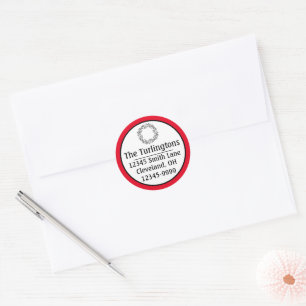 Big White Snowflakes Falling Green Return Address Classic Round Sticker