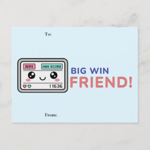 Big Win, Friend! Gaming Classroom Valentine Card