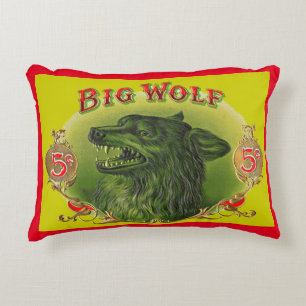 Big Wolf cigar label print Accent Pillow