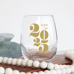 Big Year Class of 2025 Personalized Graduation Stemless Wine Glass