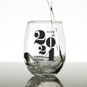 Big Year Class of 2025 Personalized Graduation Stemless Wine Glass
