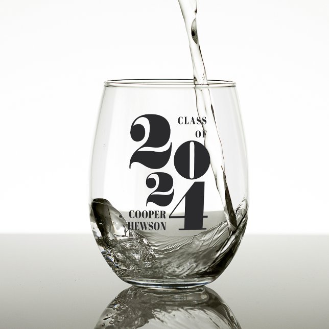 Big Year | Class of 2025 Personalized Graduation Stemless Wine Glass (Creator Uploaded)