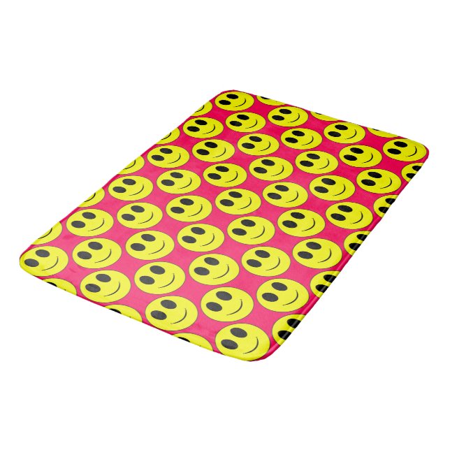 Big Yellow Allover, Hot Pink-Lg Bath Mat (Angled)
