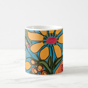 Big Yellow Blooms Bouquet Boho  Coffee Mug