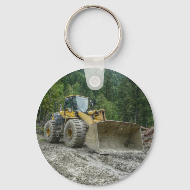 Big Yellow Bulldozer Tractor Heavy Equipment Keychain (Front)