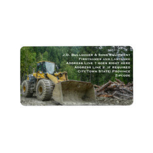 Big Yellow Bulldozer Tractor Heavy Equipment Label