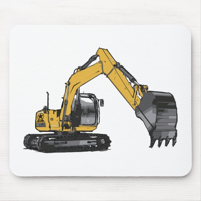 Big Yellow Excavator Mouse Pad (Front)