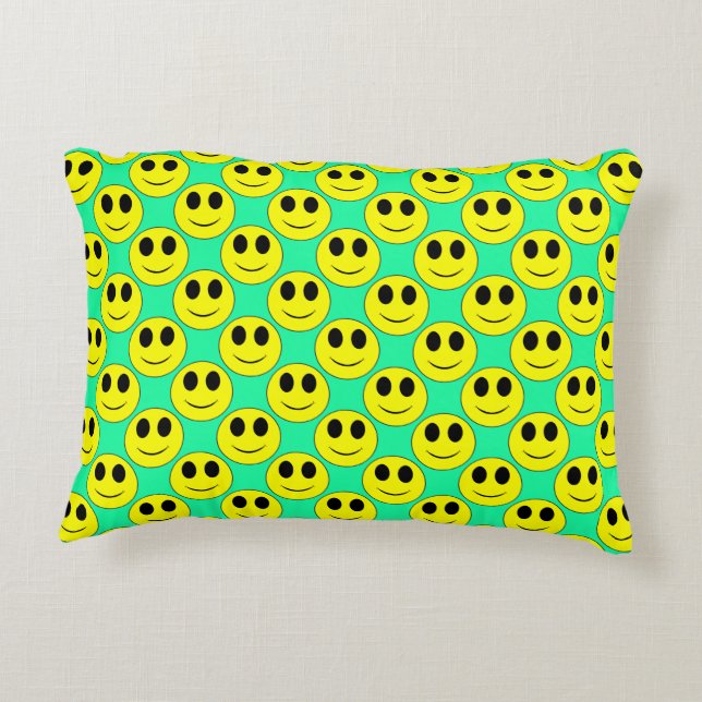 Big Yellow Happy Allover Accent Pillow (Back)