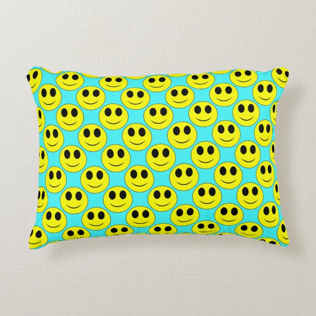 Big Yellow Happy Allover Decorative Pillow (Front)