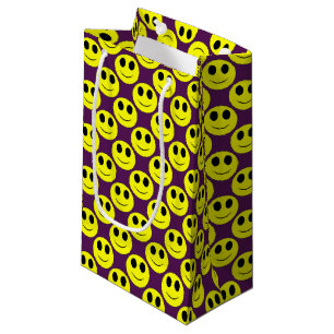 Big Yellow Happy Allover,Drk. Purple-Sm Gift Bag
