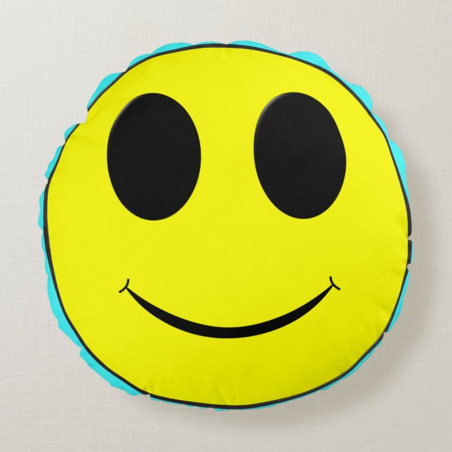 Big Yellow Happy Allover Round Pillow (Front)