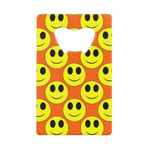 Big Yellow Happy Face Allover Wallet Bottle Opener