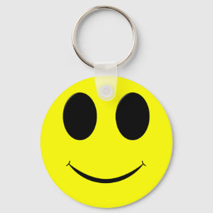 Big Yellow Happy Face-Button Keychain