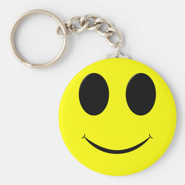 Big Yellow Happy Face-Button Keychain (Front)