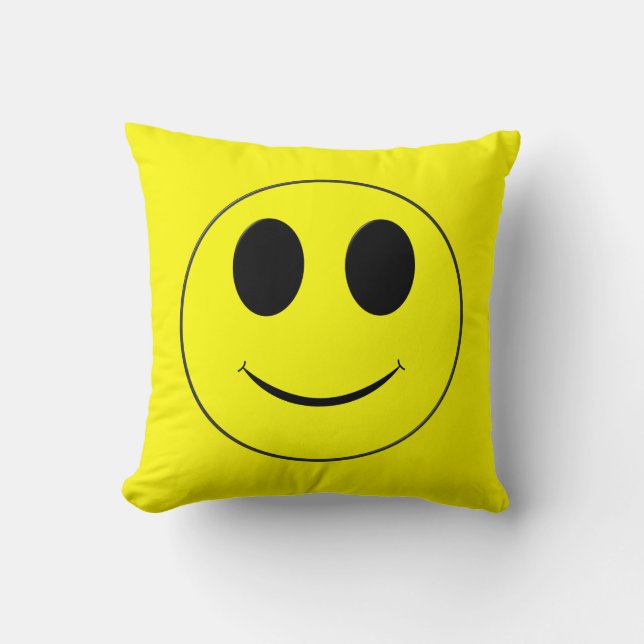 Big Yellow Happy Face-Square Throw Pillow (Front)