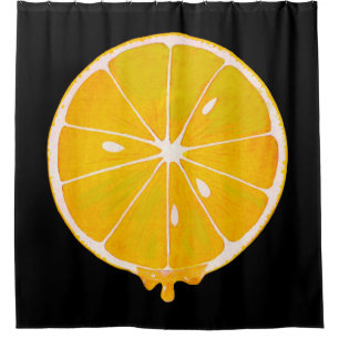 BIG yellow lemon print shower curtin