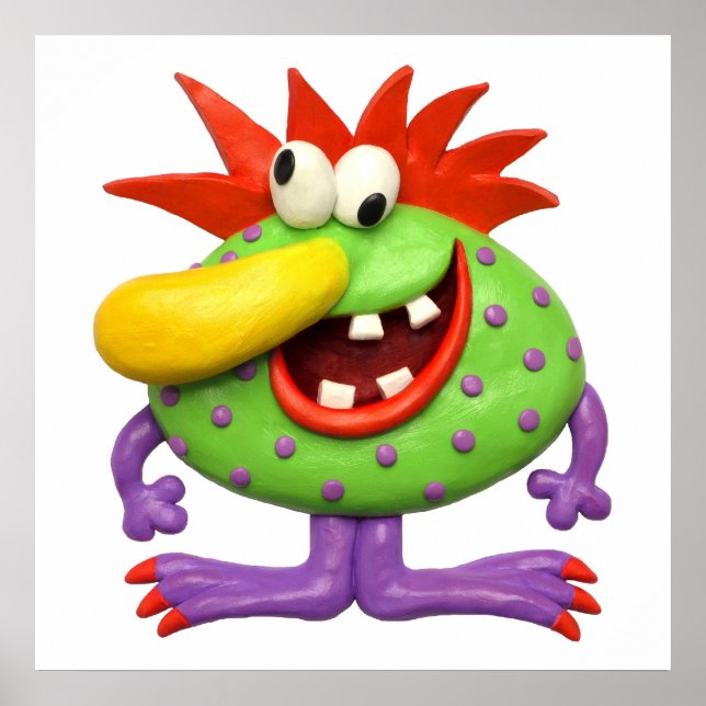 Big Yellow Nose Monster Baby Boy Shower Nursery Poster (Front)