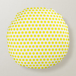 Big Yellow Polka Dots White Custom Colours Cool Round Pillow