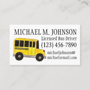 Big Yellow School Bus Driver Teacher Education Business Card