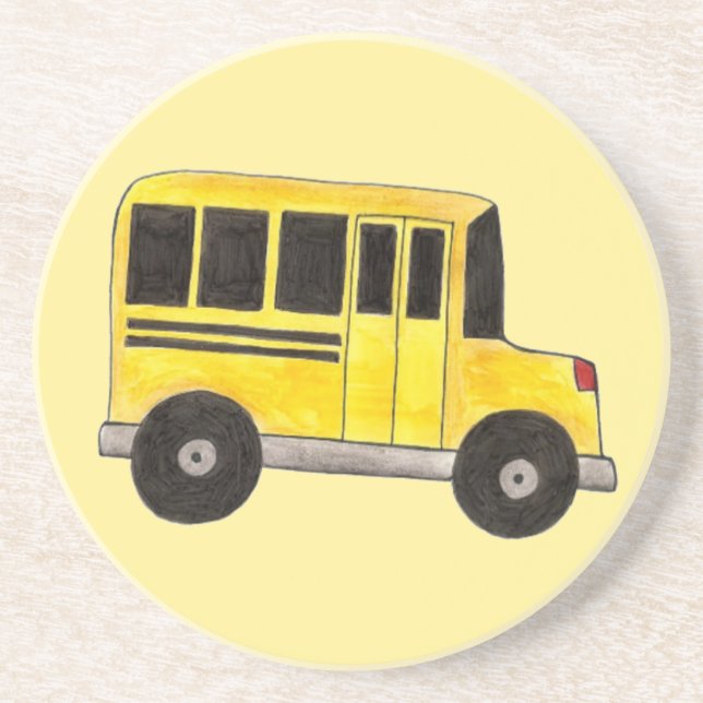 Big Yellow School Bus Education Teacher Bus Driver Coaster (Front)
