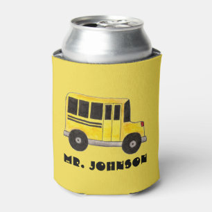 Big Yellow School Bus Personalized Bus Driver Can Cooler