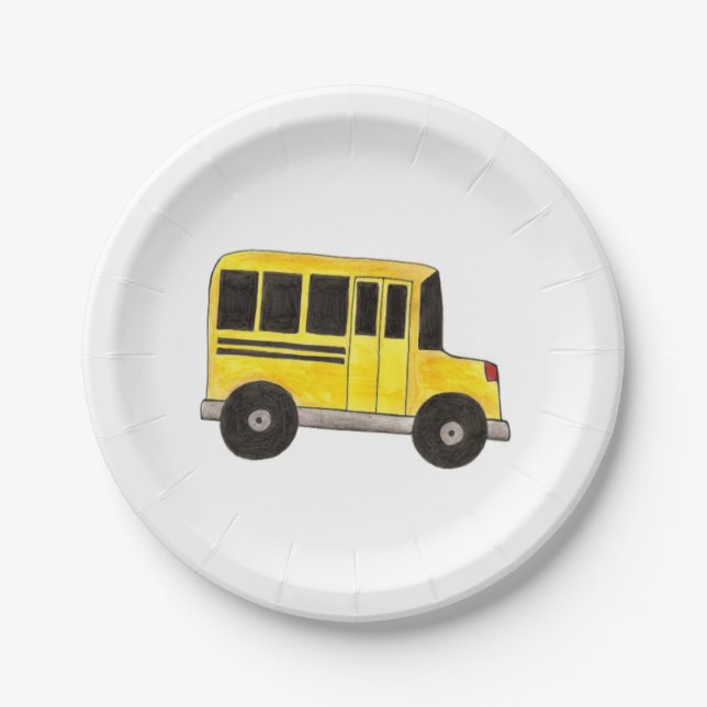 Big Yellow School Bus Teacher Driver Education Paper Plate (Front)
